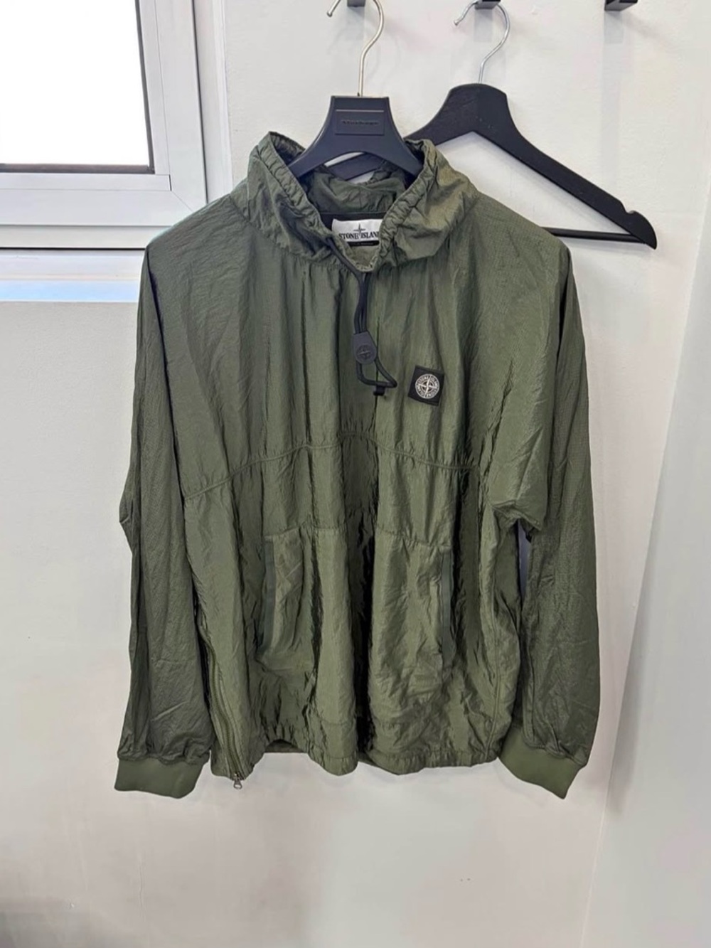 Stone Island Olive Green Hooded Pullover Jacket